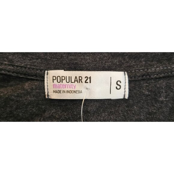 Popular 21 Maternity Shirt Charcoal Gray Long Sleeve V-Neck Top Size S NWT - Picture 2 of 9